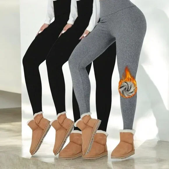 3 Pack Cozy Chic: Reg and Plus Size Thermal Fleece-Lined High-Waisted Leggings - Picture 1 of 9